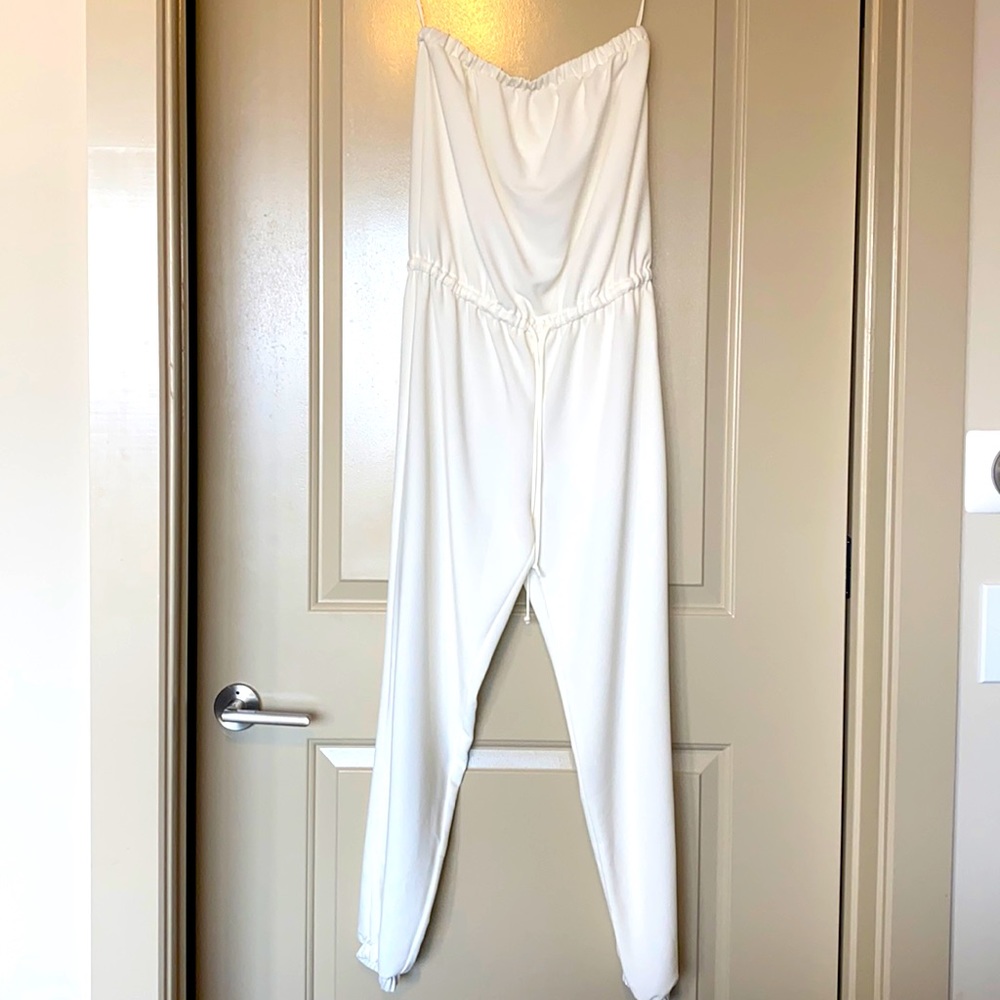 Strapless jumpsuit in ivory white. Worn ONCE!